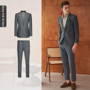 Groomsman Business Suit Gray Green  Spring Autumn