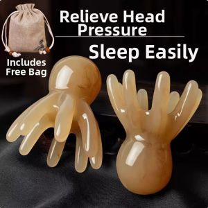 Scalp Therapy Octopus Shaped Water Buffalo Horn Massage Comb