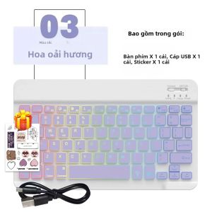 Bộ Bàn Phím Chuột Bluetooth Không Dây Có Đèn Nền 7 Màu Đa Ngôn Ngữ Di Động Có Thể Sạc Lại Cho iPad Android Windows - Phiên Bản Đa Phương Tiện Mini Chơi Game Tiện Dụng