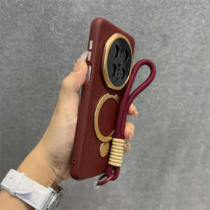 เคสโทรศัพท์ Huawei Mate70 Pro+ แบบหนังนิ่มป้องกันสีพื้นพร้อมขาตั้งโลหะ 360 องศา ดีไซน์เรียบง่าย สไตล์เรียบง่าย สำหรับ Huawei Mate70 pro