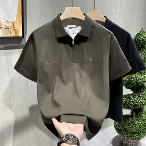 Heavyweight Collar Short Sleeve Polo Shirt Mens Breathable Flip Collar Wide T-Shirt Fashionable Urban Style Casual Summer Tee