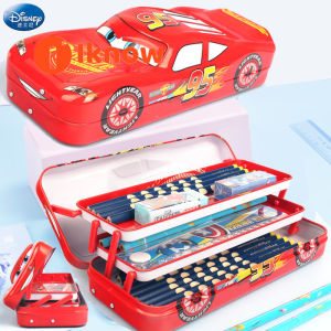 I know Disney cars childrens three-layer stationery box pen box for men large capacity kindergarten McQueen car stereo pencil box