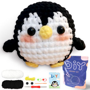 1PC Penguin Crochet Set for BeginnersInclude Step-by-Step Video Tutorials(Accessories In Random Color)