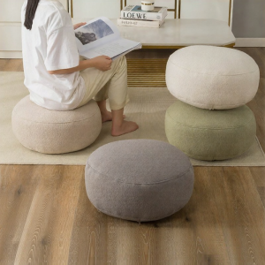 Round Furry Pouf Cushion