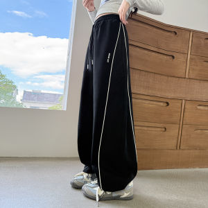 Spring Autumn Girls Sports Pants Wide Leg Elastic Waist Long Trousers Casual Fashion Childrens Korean Style Middle School Girls Sweatpants