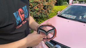 Mazda CX30 CX-30 Carbon Fiber Black Glossy Front Grille Trim Rear Trunk Emblem Logo Cover 3D Garnish