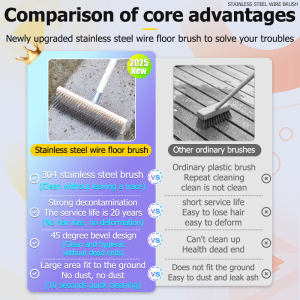 ✨【READY STOCK】100% clean in 1 brush!20/30/50CM Wire Floor Brush toilet broom cleaning brushes bathroom brush berus lantai burr-free Solid Wood Extended Handle 304 stainless steel Yard/Pavement/ Pool/Stubborn Dirt 地板刷 钢丝地板刷
