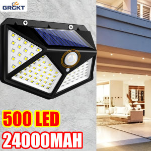 500 LED 24000mAh Solar Lamp Outdoor Garden Solar Led Light PIR Motion Sensor Solar Street Light Waterproof Solar Yard Wall Lamps