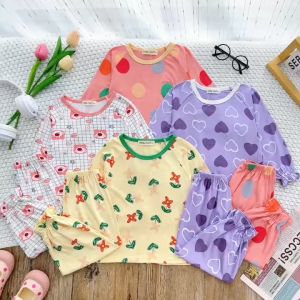 Bộ Quần Áo Trẻ Em Dài Tay Hiệu MINKY MOM Vải Thun Lạnh Mềm Mát Mịn Phù Hợp Các Bé Gái 0-8 tuổi TD-IN106