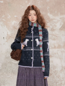 loveheynew | Áo Sweater Vintage Mềm Mại Phong Cách Casaul Rộng Rãi Thu Đông