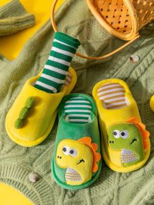 MONLEYTA | Childrens Cotton Slippers Indoor Home Anti-slip Boys Girls Winter Spring Floor Shoes Comfortable Soft Velvet Upper PVC Sole