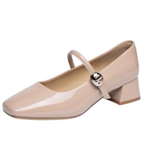 Josiny | Pink Mary Jane Womens Heels Single Strap Block Heel Square Toe Spring New Style