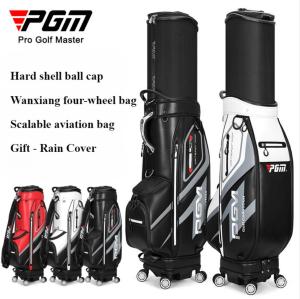 PGM QB099ถุงกอล์ฟความจุสูงสำหรับผู้ชายผู้หญิงกระเป๋าเก็บสินค้าในอากาศสี่ล้อแบนผลักดันกล้องส่องทางไกลหนังไมโครไฟเบอร์กันน้ำ