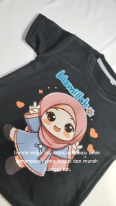 Kaos Atasan Kartun Islami Anak Perempuan - Baju Harian Cewek Muslim Hijab Lucu Umur 1 - 10 Tahun