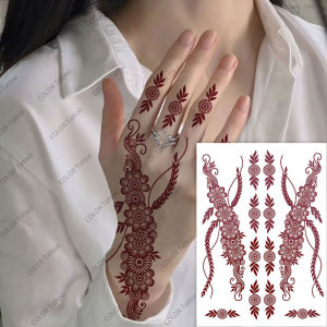 1pc Henna Tattoo for Women Waterproof Flower Temporary Tattoos for Festival Wedding Party Body Decor Henna Fake Tattoo Sticker
