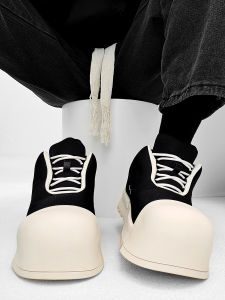 Mickey Big Head Shoes Mens round Toe Thick Bottom Shell Shoe Heightening Bread Board Womens Versatile Dad Trendy Shoes