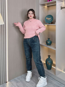 High Waist Elastic Denim Pants Womens plus Size Casual Harlan Trousers Slimming Loose Fit All Season Korean Style Jeans