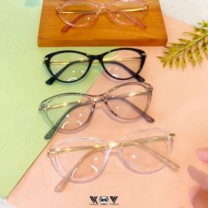Kacamata 9011 Cat Eye Free Lensa Minus & Plus Anti Radiasi UV & photocromic Wanita Korea Fashion