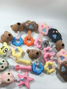 Đồ chơi gặm sạch răng cho Chó bằng nhựa TPR gắn thú nhồi bông (mẫu mới) - Love Pets Shop