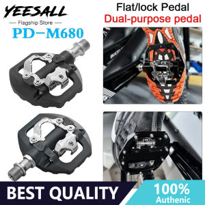 Bicycle Cleats Pedal MTB Self-Lock Pedals with Clips SPD Bike Pedal Anti-skid Sealed Bearing Bicycle Pedals Bicycle Clipless pedal 2 In 1 With Free Cleat For SPD 2 IN 1 Flat MTB Pedals Clip In Dual Platform SPD Mountain Bike