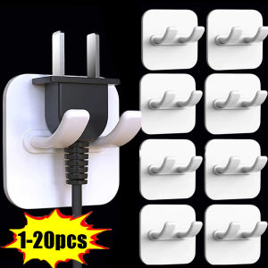 1-20pcs Adhesive Hooks for Plug Hooks for Hanging Plug Holders -Punch-Free Strong Power Transparent Paste Wire Kitchen Socket Storage