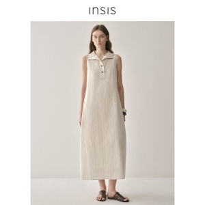 INSIS FEMME | Sustainable Silky Cotton Retro Stripe Collar Cocoon Dress