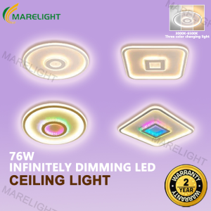 LED Ceiling Light Modern Tricolor Acrylic Ceiling Lamp 76W Infinitely Dimming RGB With Remote Super Bright For Living Dining Bedroom Kitchen MARELIGHT