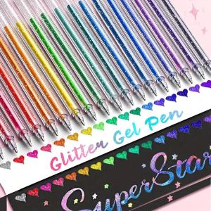 60/12pcs Glitter Gel Pens SetQuick-Drying Metallic InkFine Point for Drawing Book Doodling Art Marking with Storage Case