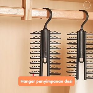 Hanger Rak Susun Gantung Organizer Dasi Scarf Ikat Pinggang Henger Mini Plastik Bisa Diputar 360derajat