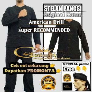Stelan Pangsi Komprang Dewasa Katun Drill Baju Stelan Pangsi Dewasa Size S M L XL XXL XXXL XXXXL Ready Ukuran Jumbo Promo Gratis Iket Kepala