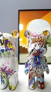 Gấu BEARBRICK mẫu loang đa sắc 28cm Mẫu Mới (2025) Mô hình gấu decor trưng bày làm quà tặng