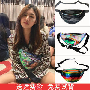 New 2023 Laser Transparent Sports Fanny Pack Womens Crossbody Bag Street Fashion Versatile Chest Bag Casual Moon Shape Bag