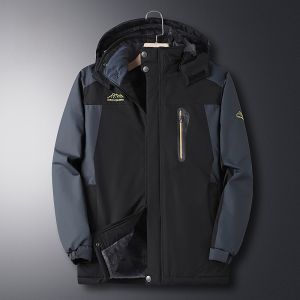 ROMON | Lomond Mens Fleece Lined Thickened Warm Hooded Cotton Jacket Autumn Winter Fashion Urban Style Standard Fit Zipper Decorated Coat