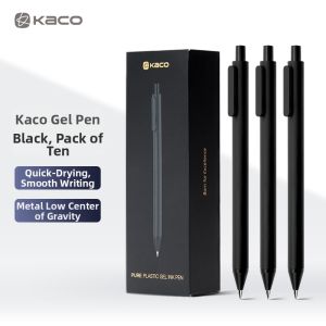 Kaco | Quick-dry Black Ink Press-type Ballpoint Pen 10pcs