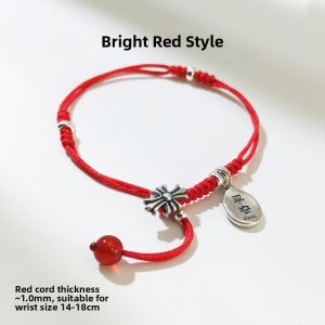 SHISHANGMEIDI | Couples Red Rope Charm Bracelet Handmade Cross Buckle