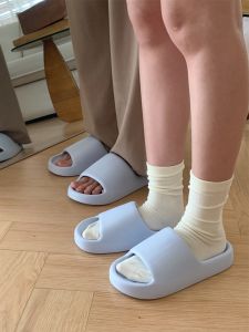 XIXITIAO | Dép Lovers Dây Sọc Mỏng Đế Bằng Chống Trượt Kháng Mùi