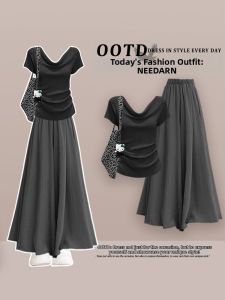 NEEDARNA | Elegant and Stylish Plus Size Dress Set Gray Long Summer Dress