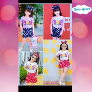 ชุดเซ็ทเด็กผู้หญิง ลายแคร์แบร์ พร้อมโบว์คาดผม