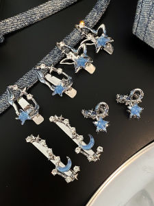 กิ๊บติดผมโลหะผสมสีน้ำเงินและทองแดงสไตล์ยูนิเซ็กซ์ ทรงห้าแฉก ทรงปากเป็ด ทรงหน้าม้า ทรงด้านข้าง สไตล์ใหม่