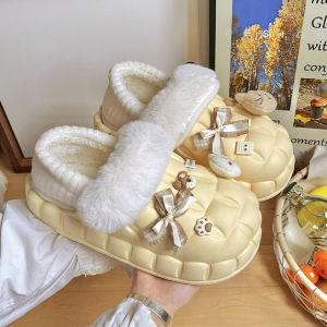 รองเท้าแตะผ้าฝ้ายแบบถอดได้ รองเท้าแตะผู้ชายและผู้หญิง ฤดูหนาว รองเท้าแตะในบ้าน รองเท้าแตะในร่ม รองเท้าแตะแบบหนาป้องกันการลื่น รองเท้าแตะแบบมีขนด้านนอก รองเท้าผ้าฝ้ายสำหรับกลางแจ้งในฤดูหนาว