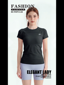 LongHero SG WoMan Crew Neck Textured Athletic T-Shirt Quick Dry Breathable for Gym Workout Running Daily Wear SG Stock Fast Delivery