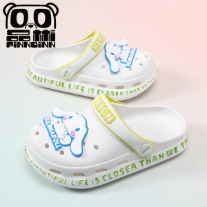 Princess Style Anti-Slip Beach Sandals for Girls Summer 2024 New Arrival Cute Dog Design Childrens Cotton Slippers EVA Material