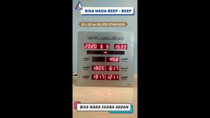 SONIFER Jam Sholat Jam Adzan Iqomah Otomatis Silver Stainless 23 x 25 cm FREE REQUEST NAMA