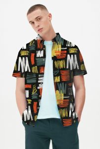 KEMEJA FULLPRINT PRIA/SPOON/MOTIF ABSTRAK WARNA GARIS W