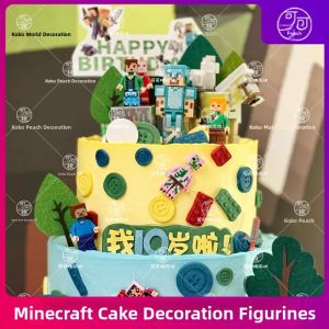 My World Birthday Cake Decoration DIY Building Toy Display Boys Birthday Tree Decoration Accessory Easy Assembly Decor