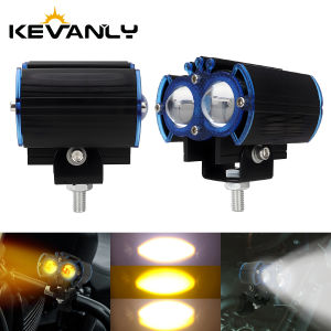 KEVANLY | 1/2pcs Motorcycle LED Spotlight White Yellow Hi/Low Beam For RV SUV UTV Trucks Offroad Fog Lights Headlight Driving Light 12-24V