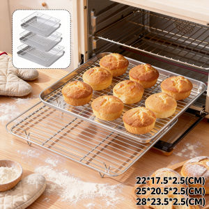 Baking Tray with Removable Cooling Rack Set Stainless Steel Baking Pan Sheet Food Grade for Oven BBQ Tray Dishwasher Safe