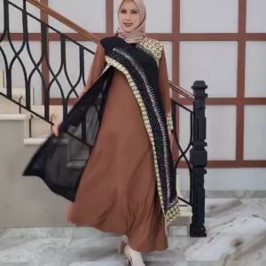 Abiyyuco GL1011 | Abaya Turkey Hitam Turki Warna Warni Turkiy Jersey Mix Ceruty Mewah