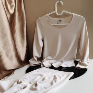 เสื้อสเวตเตอร์กรดอะมิโนที่เป็นมิตรกับผิวชุดเสื้อผ้าฤดูใบไม้ร่วงและกางเกงกันหนาวบางเบาเสื้อตัวในป้องกันไฟฟ้าสถิตย์และอบอุ่น