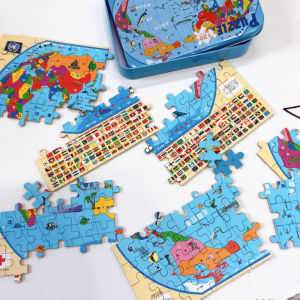 Đồ Chơi Hình Khối Khối Gỗ Hình Ô Tô Hoạt Hình 100/60 Miếng Hộp Sắt Cho Trẻ Em Từ 3 Tuổi Trở Lên Đồ Chơi Giáo Dục